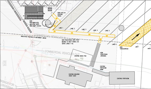 Diagram of Wellington driver rest area